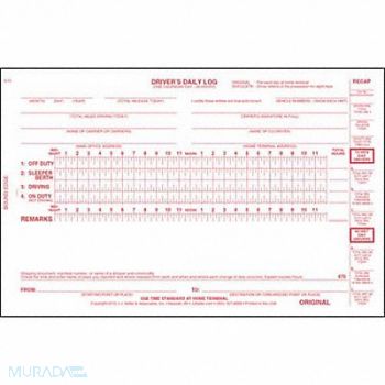 JJ KELLER Bus Drivers Daily Logbook With Carbon, 52VP42