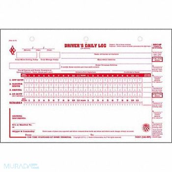 JJ KELLER Drivers Logbook 7/8 Day Carbonless PK31, 52VP53