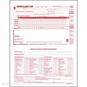 JJ KELLER Driver Logbook 2 In 1 Carbonless PK100, 52VP56