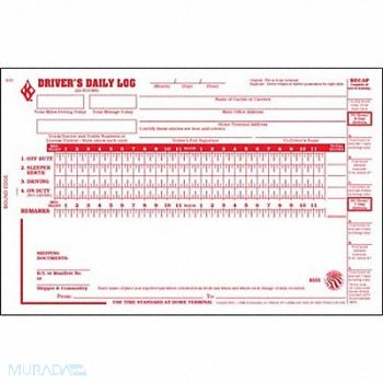 JJ KELLER Detailed Drivers Logbook Carbonless, 52VP61