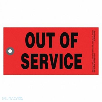 JJ KELLER Out of Service Tag Rectangle 6-1/4 PK50, 53XL28