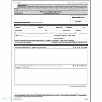 JJ KELLER Medical Examination Report English, 52VP83