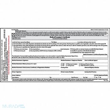 JJ KELLER Medical Examination Certificate English, 52VP84