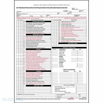 JJ KELLER CA Truck/Trailer Inspection Report PK10, 52VP86
