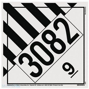 JJ KELLER DOT Container Placard 10-3/4 Label W, 52VP99