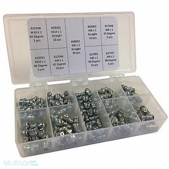 KINGFISHER Grease Fitting Kit Metric Type 90 Pieces, 52WN21