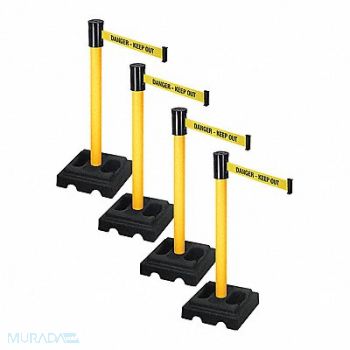 RETRACTA-BELT Barrier Systems Post Yellow 15 ft Belt, 52YE34