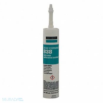 DOW CORNING Silicone Adhesive Sealant White 838, 53DC43