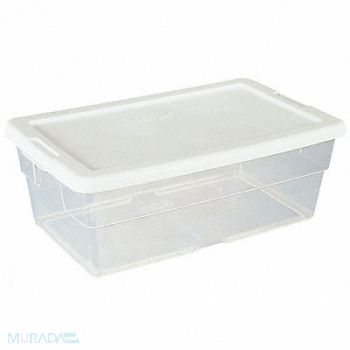 STERILITE Storage Tote Clear/White Polypropylene, 53GN16