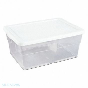 STERILITE Storage Tote Clear/White Polypropylene, 53GN17