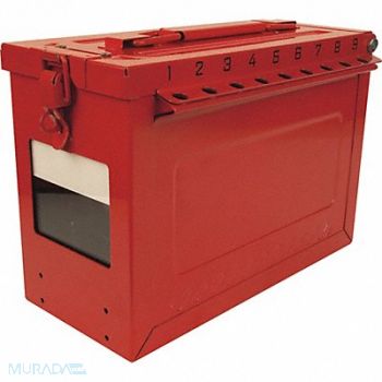 MASTER LOCK Group Lockout Box Red 9-1/16 H, 53JH80