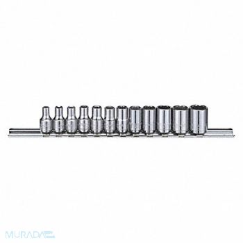 WESTWARD Socket Set Chrome 12-Point Chrome, 53PN31