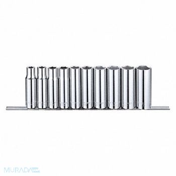 WESTWARD Socket Set Chrome 6Pt, 53PN59