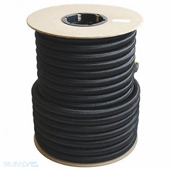 BULK-STRAP Bungee Cord Roll Black 100 ft L, 53PW85