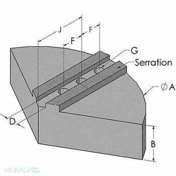 ABBOTT ALUMINUM Lathe Jaw M16 Aluminum, 53RD68