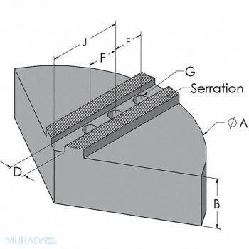 ABBOTT ALUMINUM Lathe Jaw M16 Aluminum, 53RD67