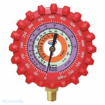 UNIWELD Refrigerant Gauge 3-1/4 L 800 psi Brass, 53RJ58