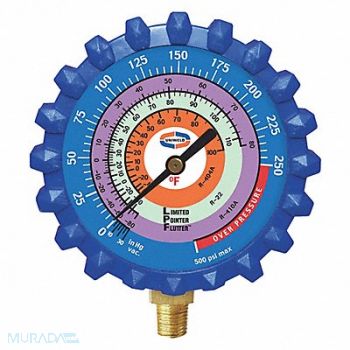 UNIWELD Refrigerant Gauge 3-1/4 L 500 psi Brass, 53RJ59