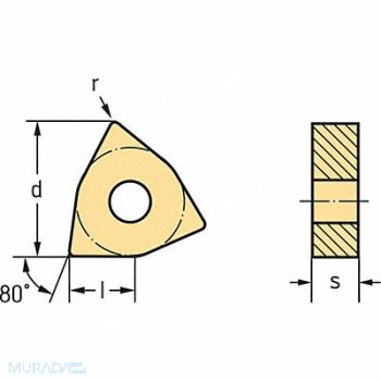 WALTER VALENITE Turning Insert 544 Insert WKK20S Grade, 53WA74