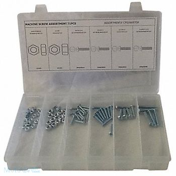 GRAINGER APPROVED Machine Screw Assortment std. 71 pcs., 53WR19