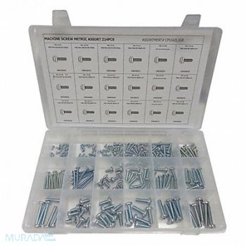GRAINGER APPROVED Machine Screw Assortment std. 214 pcs., 53WR25