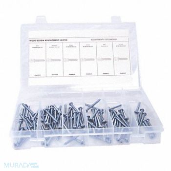 GRAINGER APPROVED Wood Screw Assortment std. 122 pcs., 53WR29