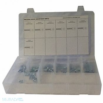 GRAINGER APPROVED Machine Screw Assortment std. 88 pcs., 53WR31