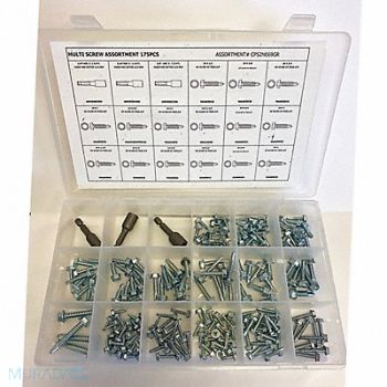GRAINGER APPROVED Self-Drilling Screws Assortment std., 53WR37
