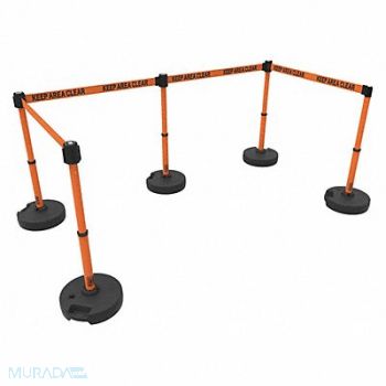 BANNER STAKES PLUS Barrier Set X5 Keep Area Clear Orng, 53XW41