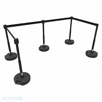 BANNER STAKES PLUS Barrier Set X5 Blank Black Banner, 53XW45