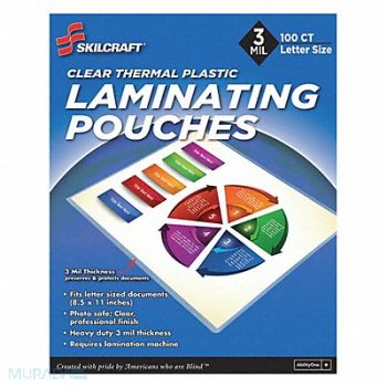 ABILITY ONE Laminating Pouches Letter Type PK100, 53YH97