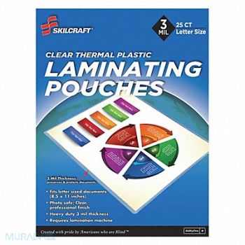 ABILITY ONE Laminating Pouches Letter Type PK25, 53YH98