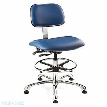 BEVCO Cleanroom Task Chair Vinyl Blue, 53YJ62