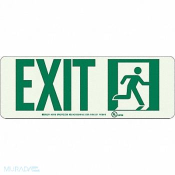 BRADY Exit Sign 5X14 GRN/WHT Exit ENG SURF, 546C64