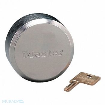 MASTER LOCK Keyed Padlock 1 23/32 in Round Silver, 54DX38