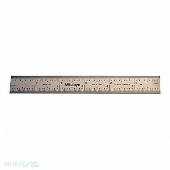 MITUTOYO Steel Rule 6 Size 16R Graduation 3/4 W, 54GE60