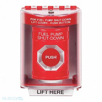 SAFETY TECHNOLOGY INTERNATIONAL Fuel Pump Shutdown Push Button Red, 54JF30