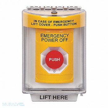 SAFETY TECHNOLOGY INTERNATIONAL Emergency Power Off Push Button 2-7/8 D, 54JF33