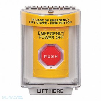 SAFETY TECHNOLOGY INTERNATIONAL Emergency Power Off Push Button 2-7/8 D, 54JF35
