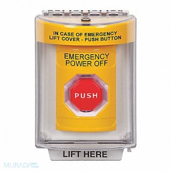 SAFETY TECHNOLOGY INTERNATIONAL Emergency Power Off Push Button 2-7/8 D, 54JF36