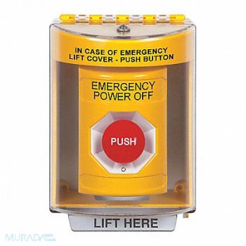 SAFETY TECHNOLOGY INTERNATIONAL Emergency Power Off Push Button Yellow, 54JF37
