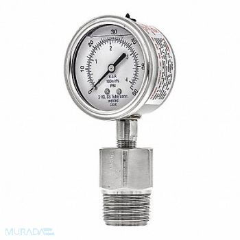 PIC GAUGES K4226 Pressure Gauge Nominal 2-1/2 Dial, 54XN58