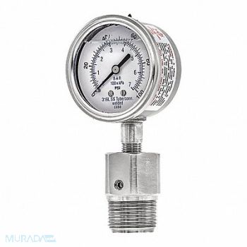 PIC GAUGES K4226 Pressure Gauge Nominal 2-1/2 Dial, 54XN59