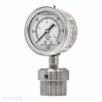 PIC GAUGES K4224 Pressure Gauge Nominal 2-1/2 Dial, 54XN66