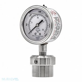 PIC GAUGES K4224 Pressure Gauge Nominal 2-1/2 Dial, 54XN70