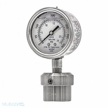 PIC GAUGES K4224 Pressure Gauge Nominal 2-1/2 Dial, 54XN71