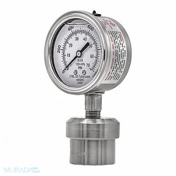 PIC GAUGES K4224 Pressure Gauge Nominal 2-1/2 Dial, 54XN72