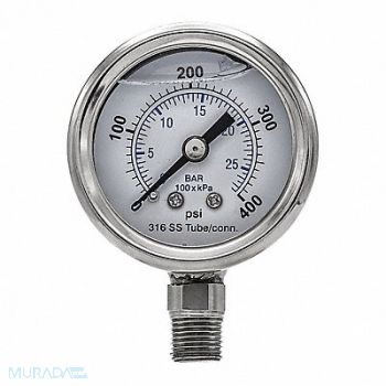 PIC GAUGES Pressure Gauge Nominal 1-1/2 Dial, 54XN97
