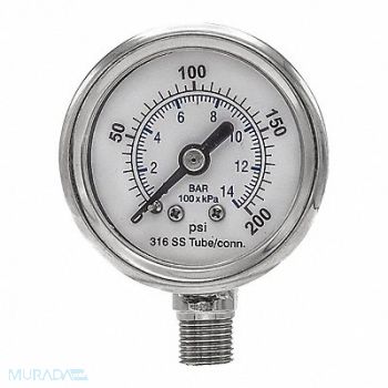 PIC GAUGES Pressure Gauge Nominal 1-1/2 Dial, 54XP82