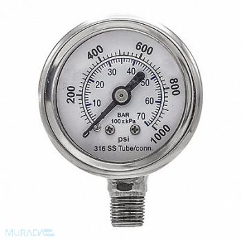 PIC GAUGES Pressure Gauge Nominal 1-1/2 Dial, 54XP86